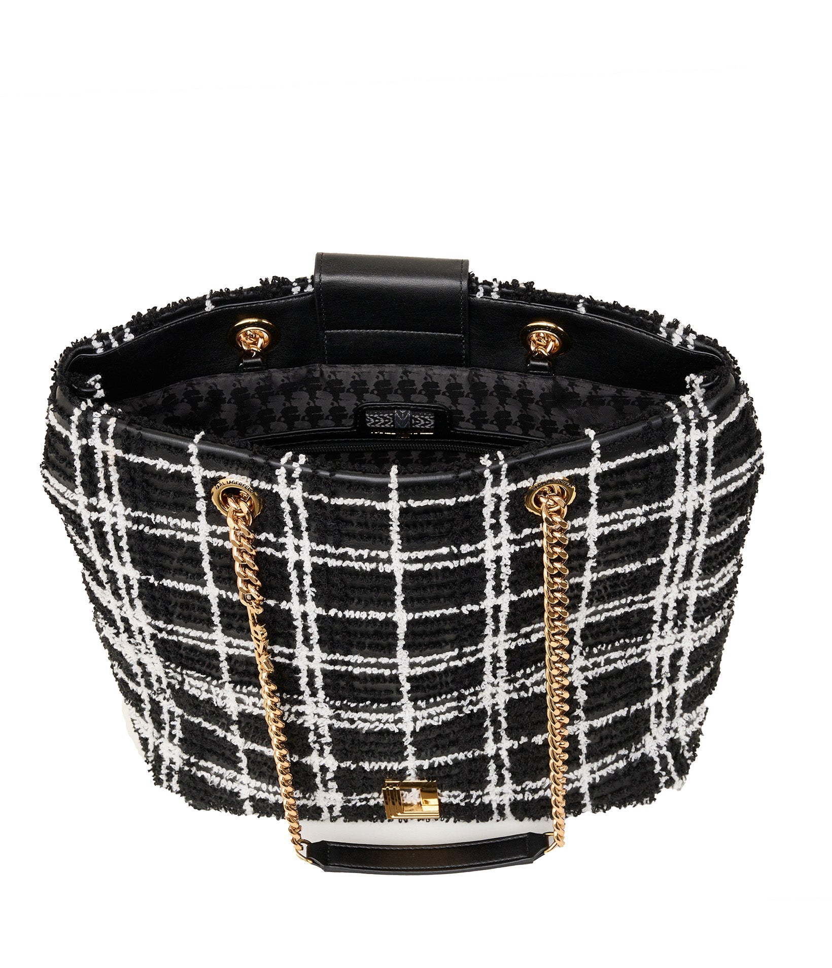 LAFAYETTE CHENILLE PLAID TOTE Black/White Black/White