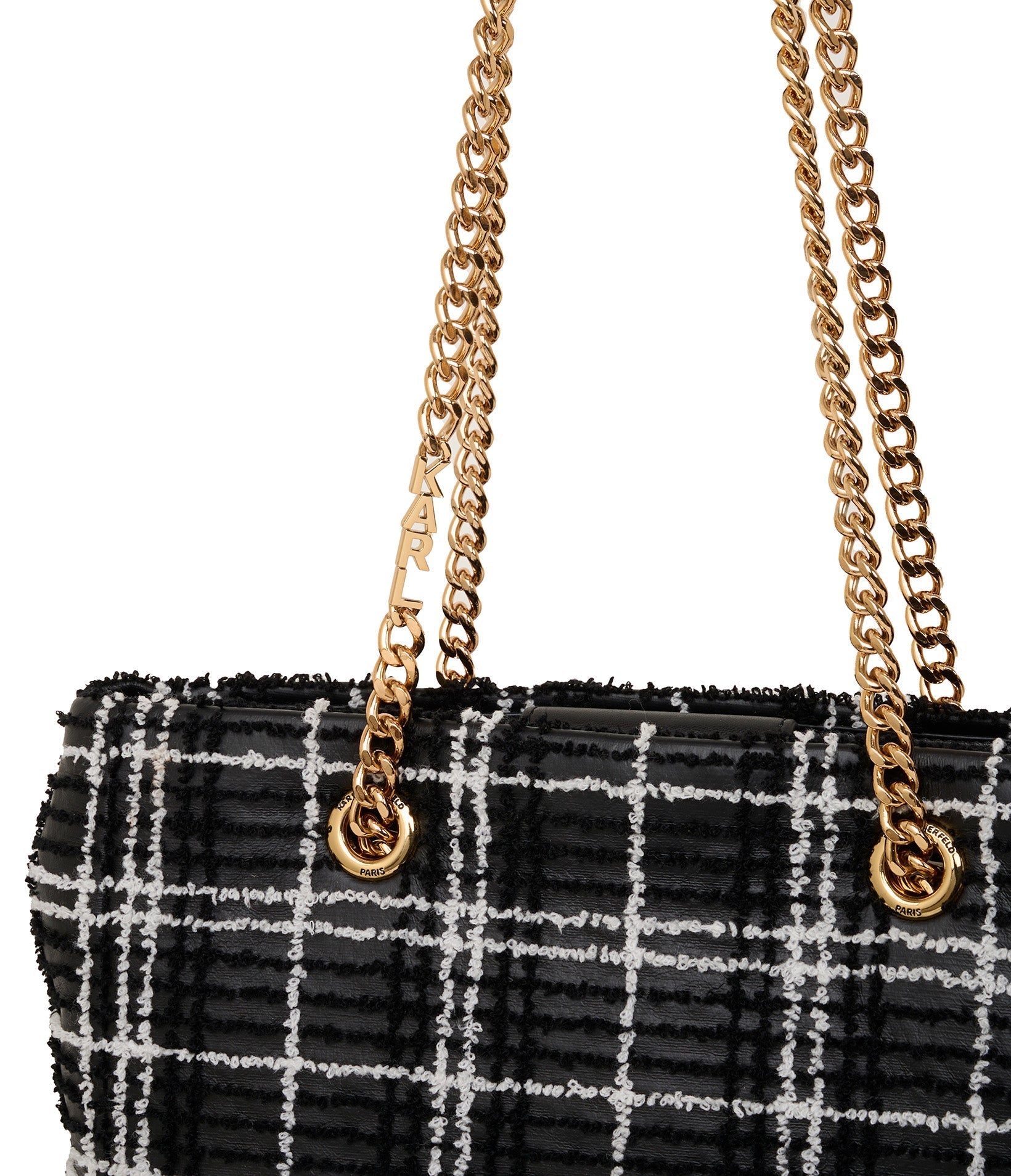 LAFAYETTE CHENILLE PLAID TOTE Black/White Black/White