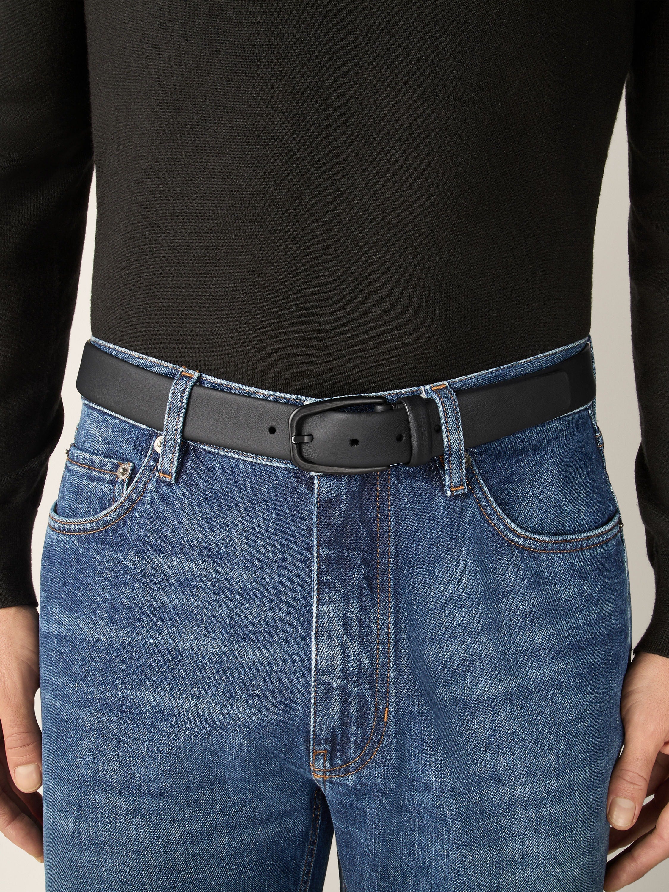 Zegna Black Leather Belt