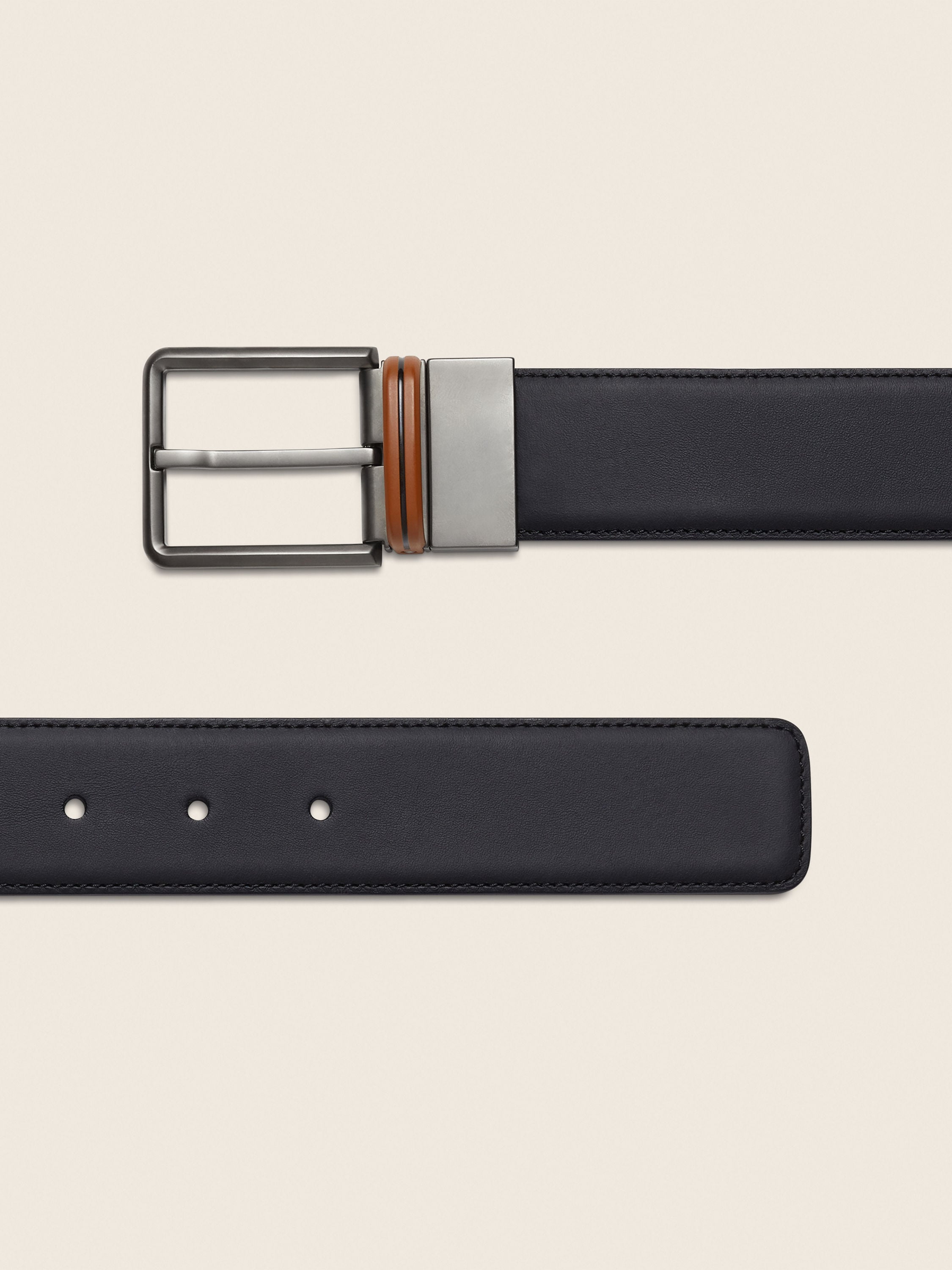 Zegna Black And Dark Foliage Reversible Leather Belt