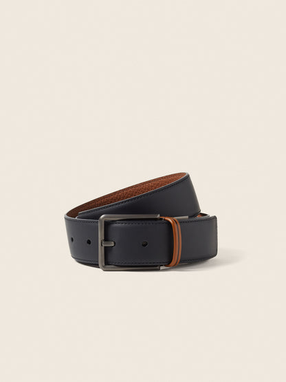 Zegna Black And Dark Foliage Reversible Leather Belt