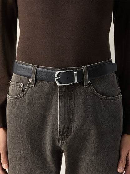 Zegna Black Reversible Leather Belt