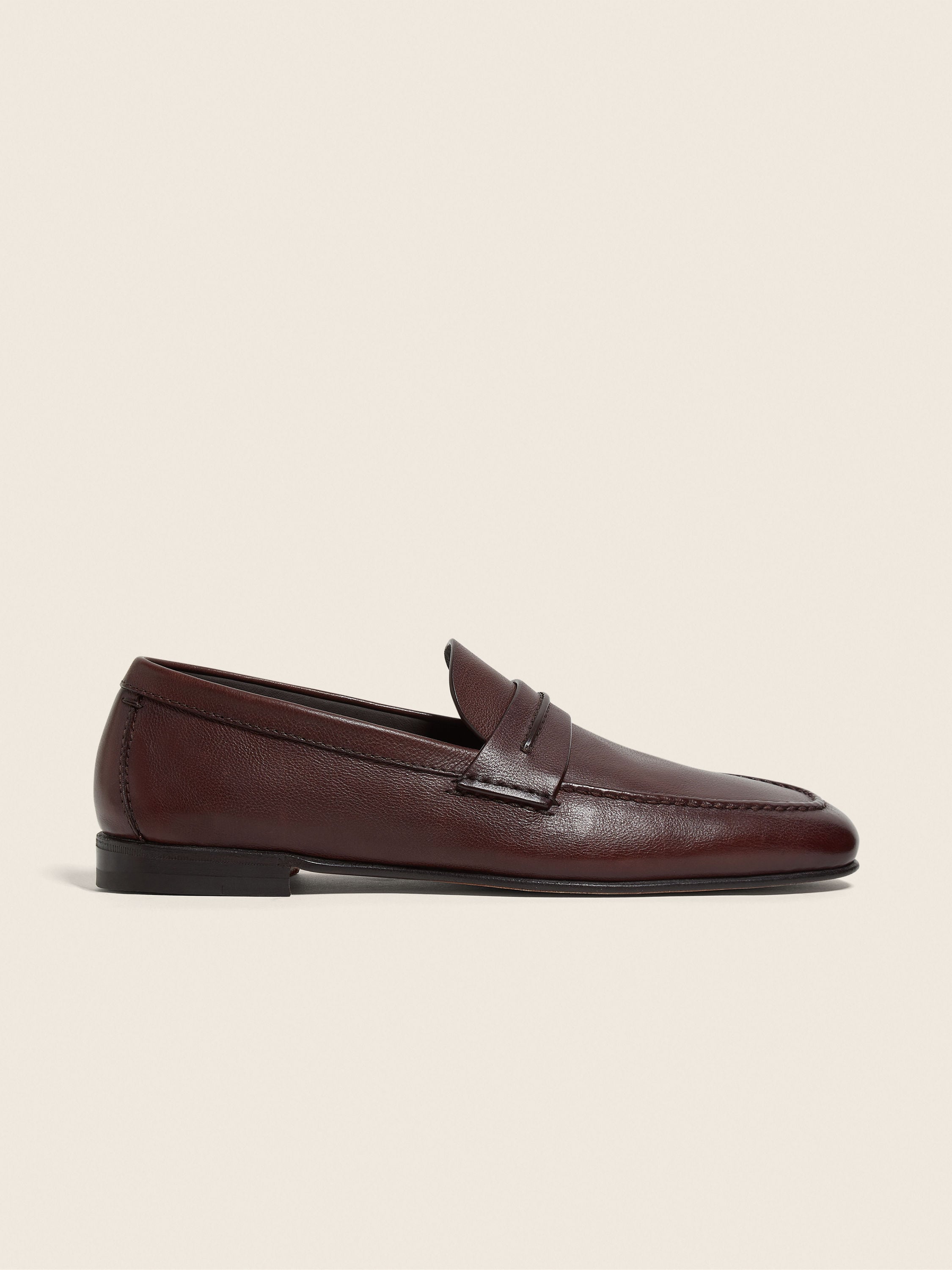 Zegna Light Brown Natural Grain Leather Mocassin Loafer