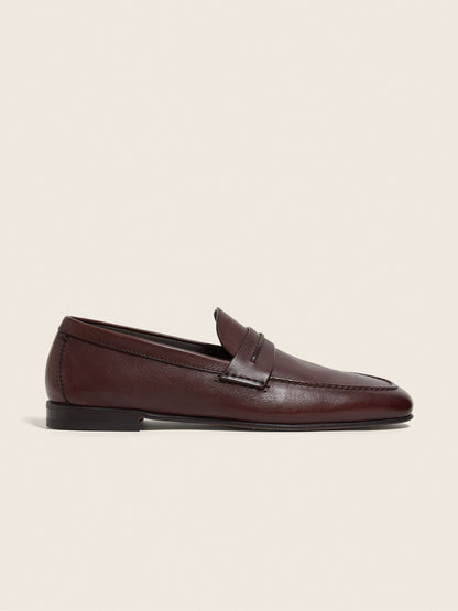 Zegna Light Brown Natural Grain Leather Mocassin Loafer