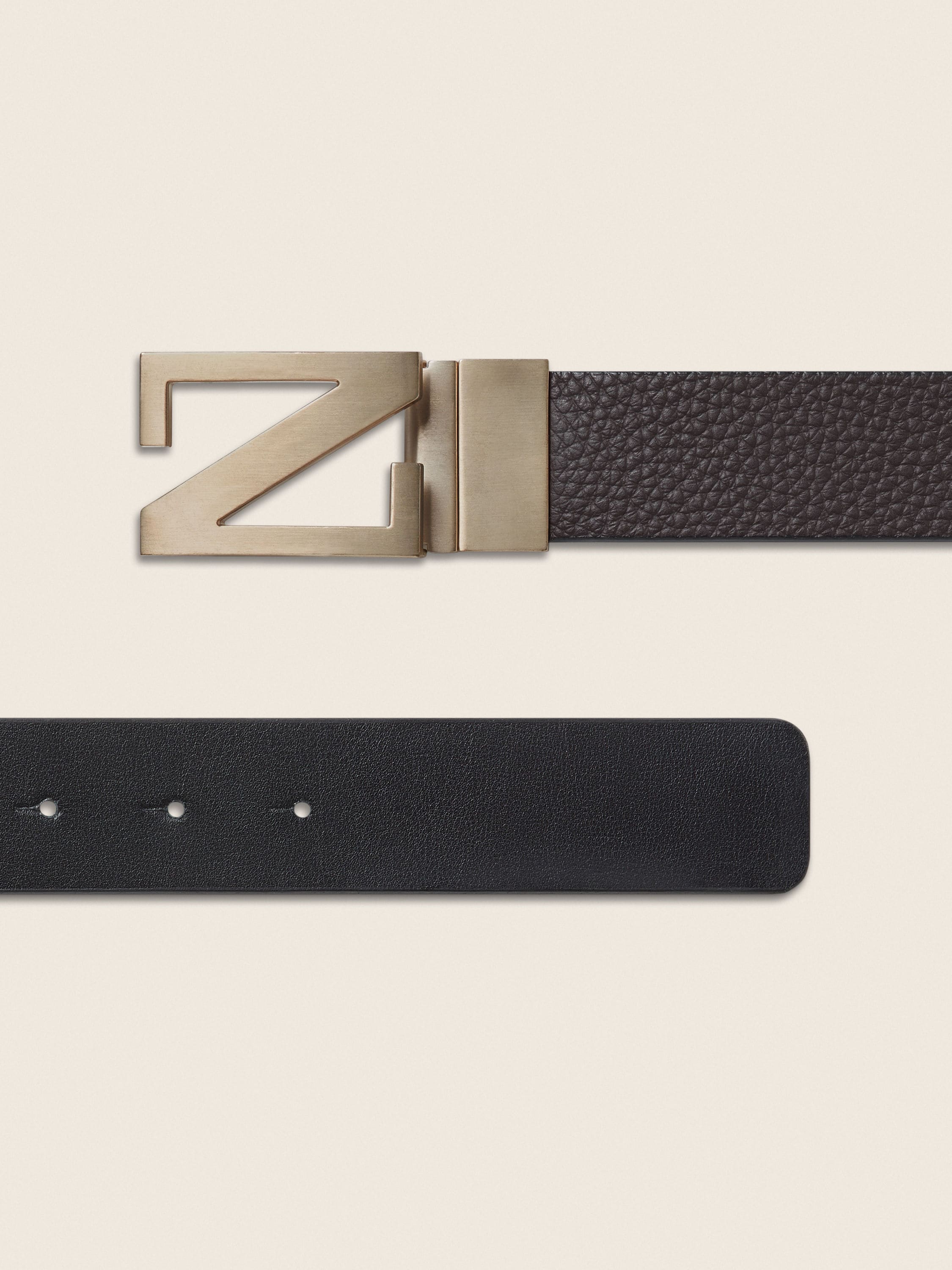 Zegna Dark Brown And Black Reversible Leather Belt