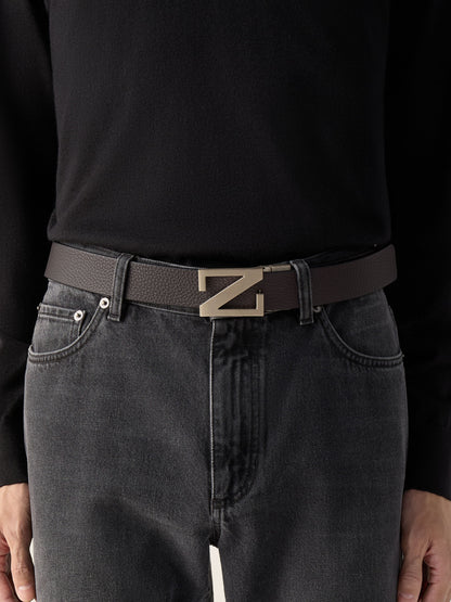 Zegna Dark Brown And Black Reversible Leather Belt