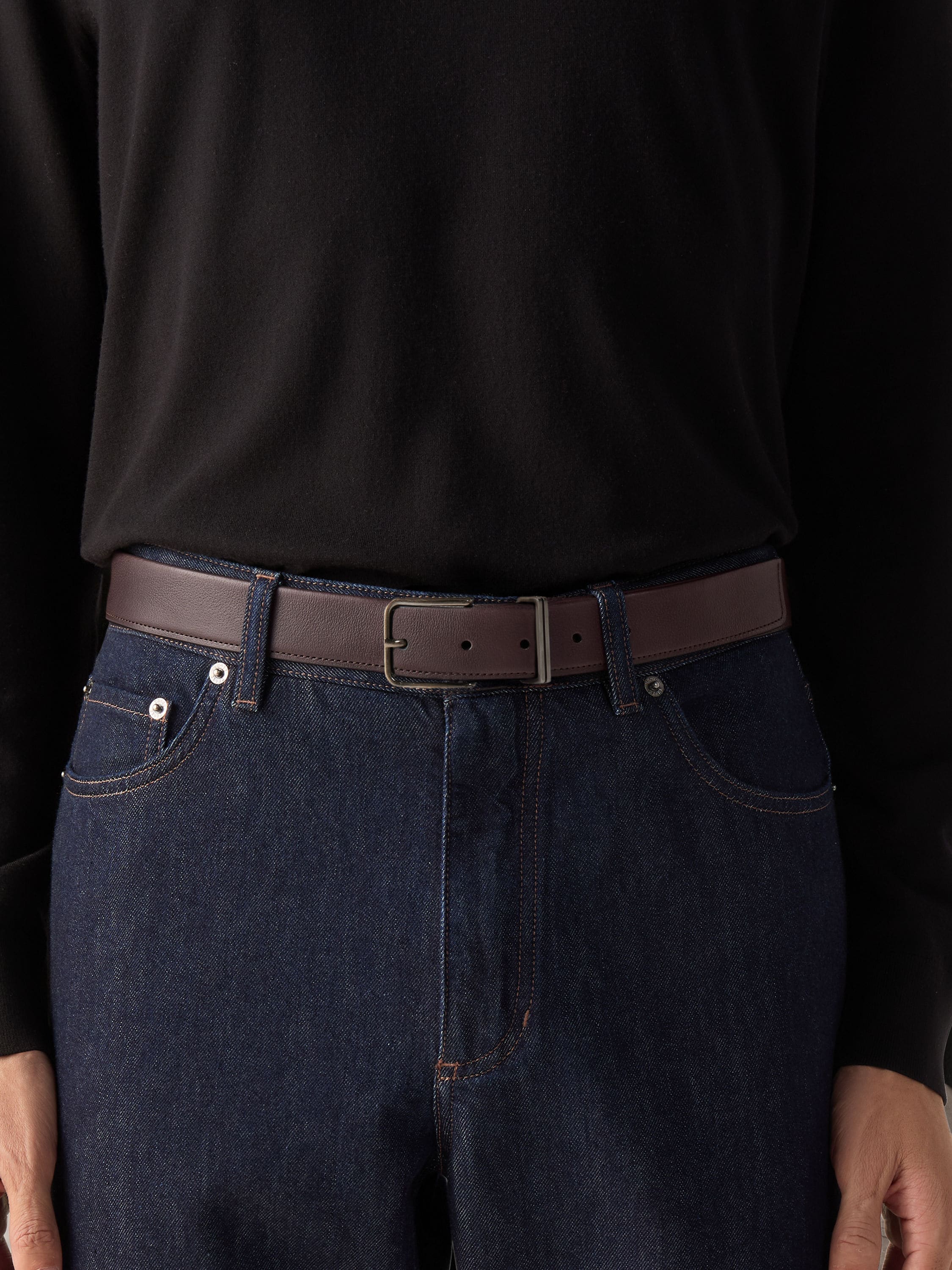Zegna Dark Brown Leather Belt