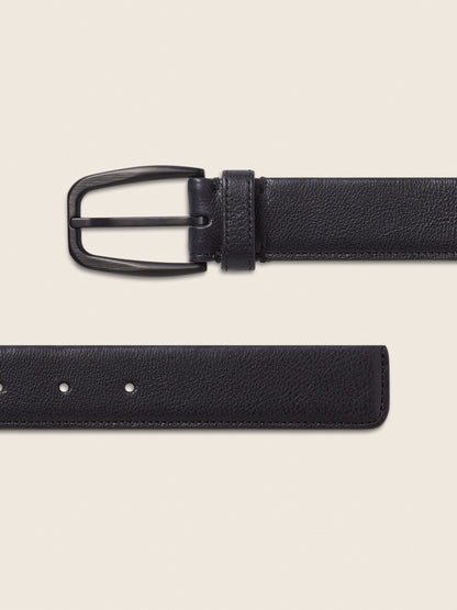 Zegna Black Natural Grain Leather Belt