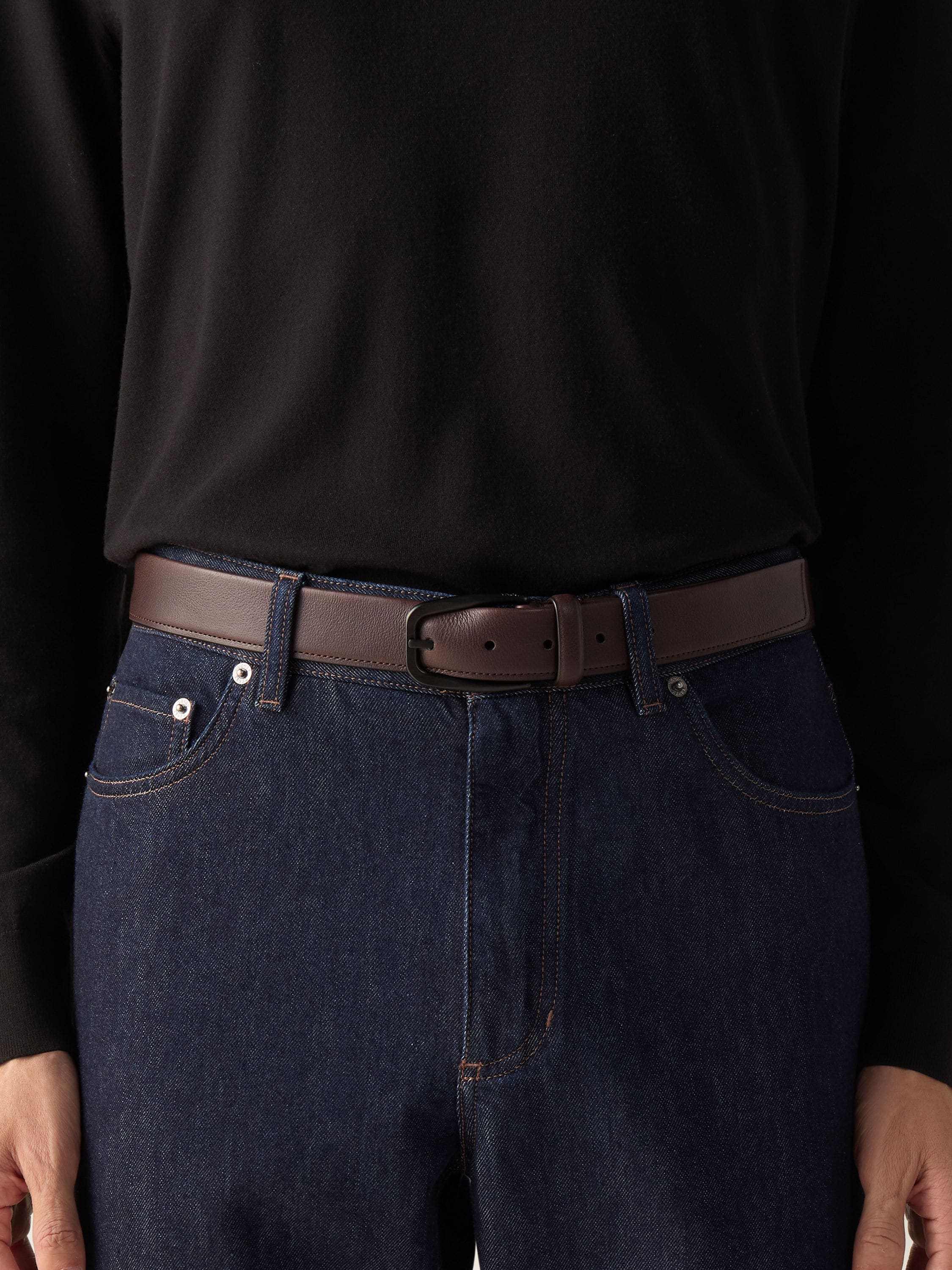 Zegna Dark Brown Natural Grain Leather Belt