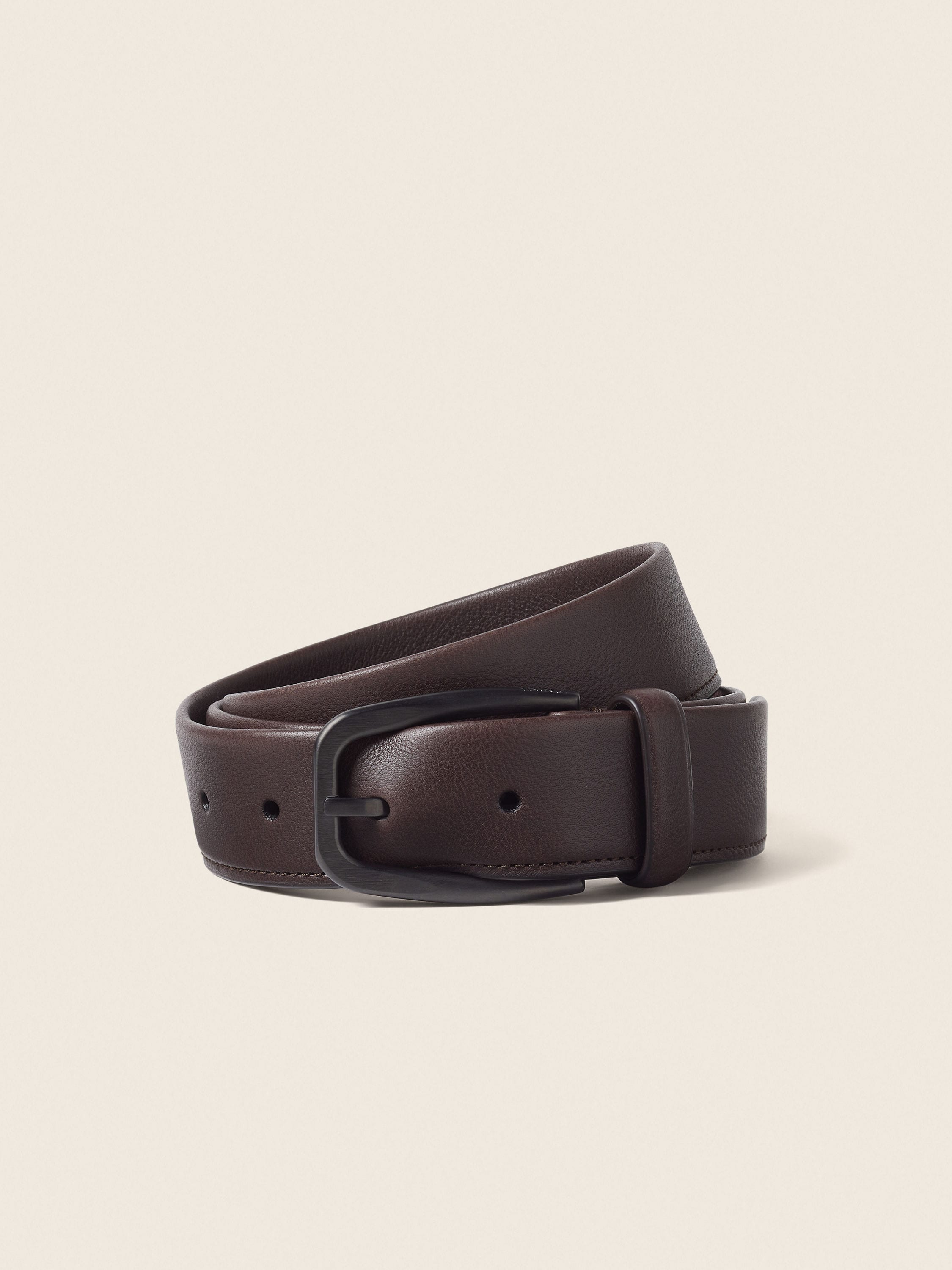 Zegna Dark Brown Natural Grain Leather Belt
