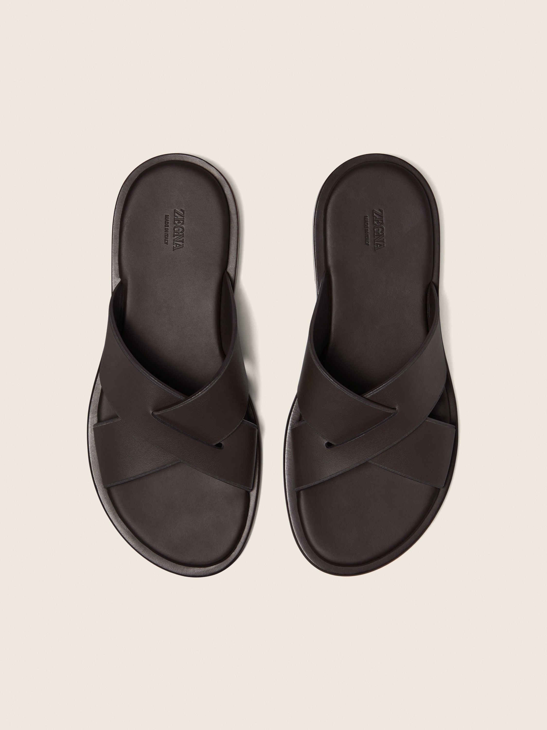 Zegna Dark Brown Leather Sandal