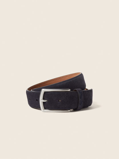 Zegna Navy Blue Suede Belt