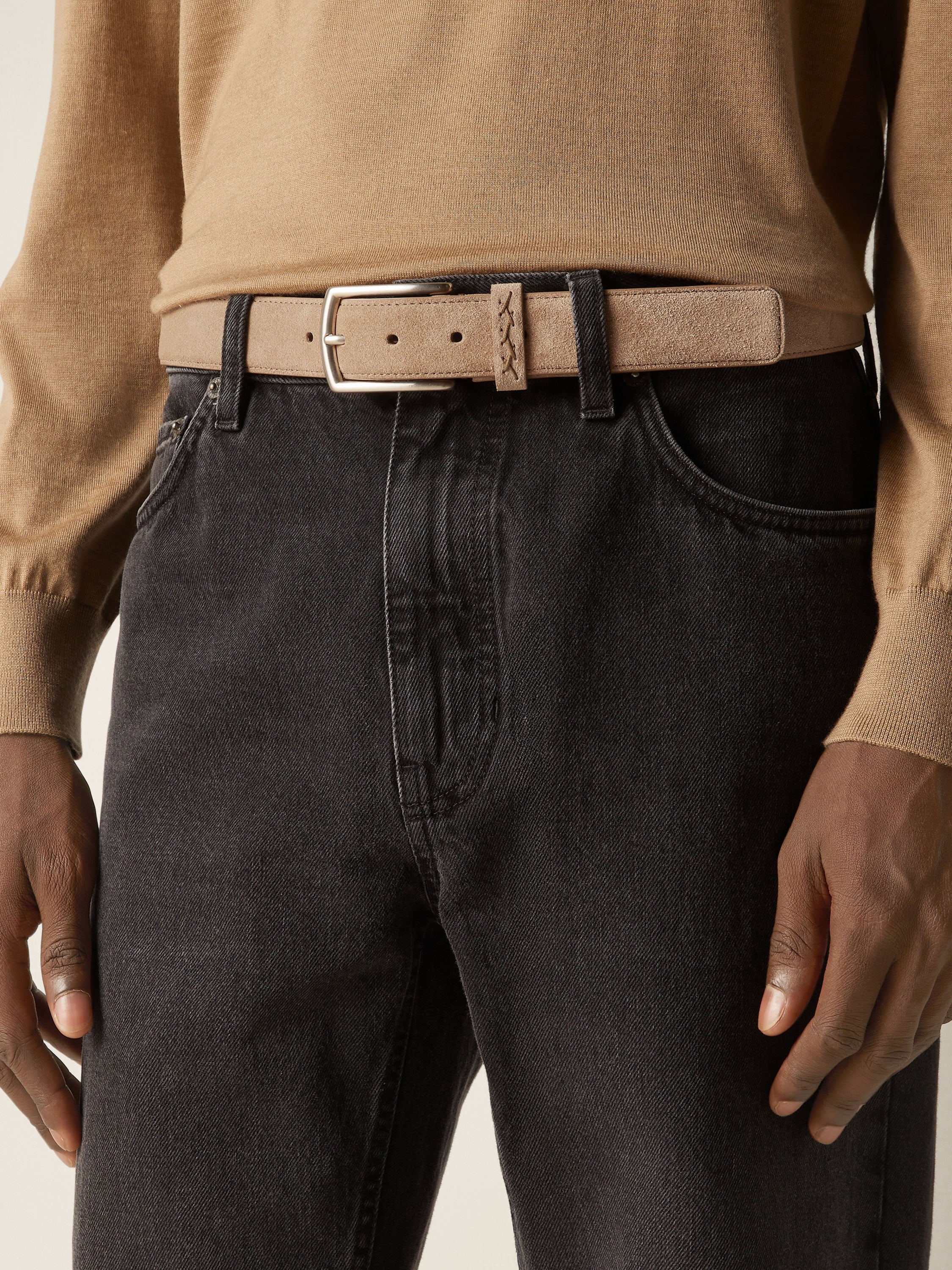 Zegna Beige Suede Belt