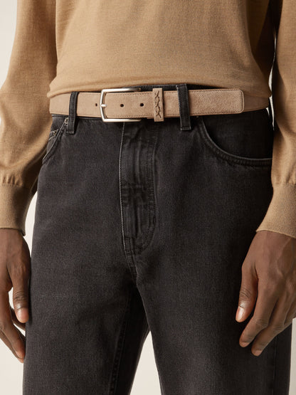 Zegna Beige Suede Belt