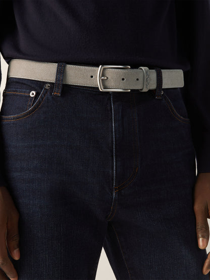 Zegna Grey Melange Suede Belt
