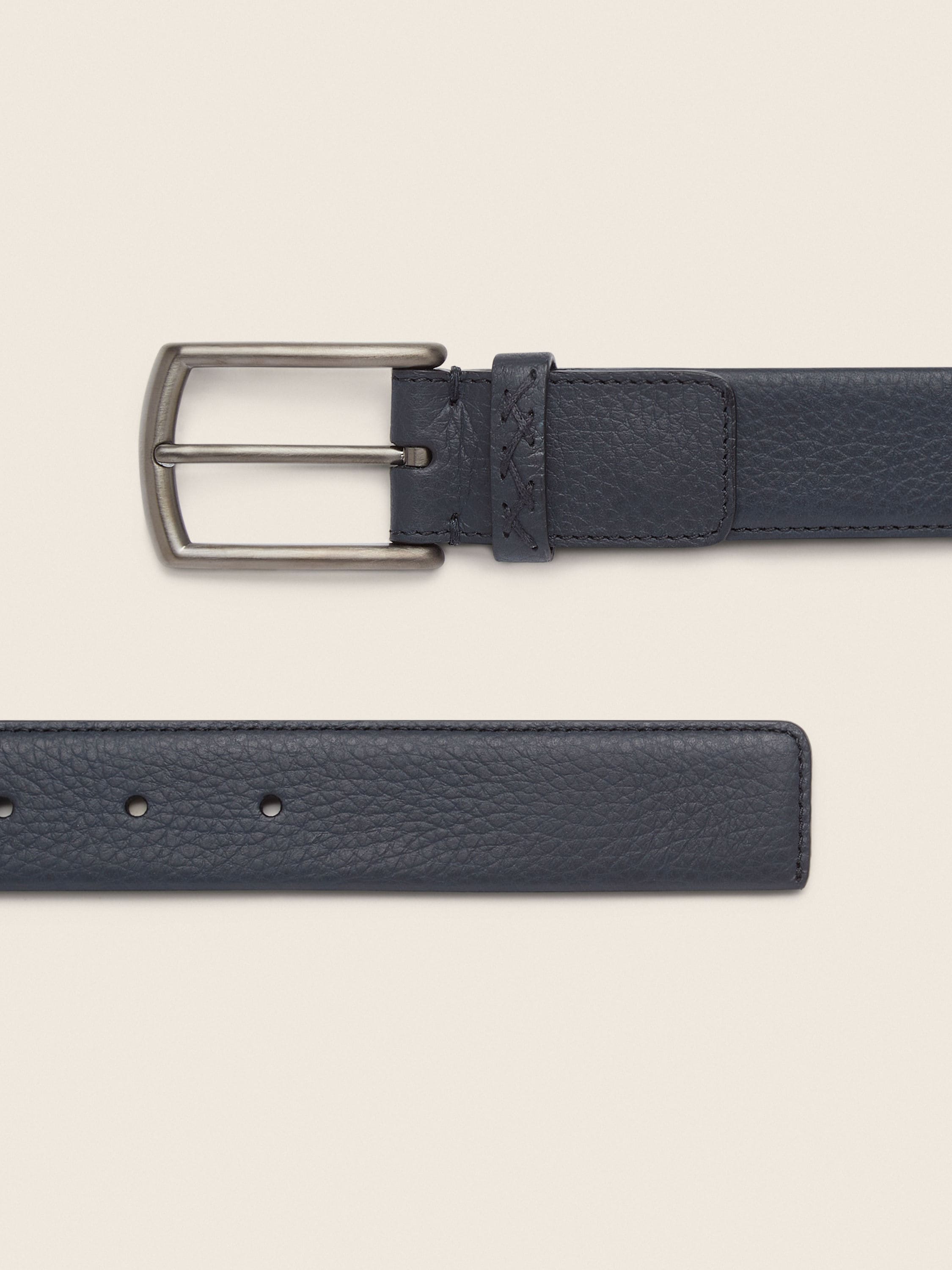 Zegna Navy Blue Leather Belt