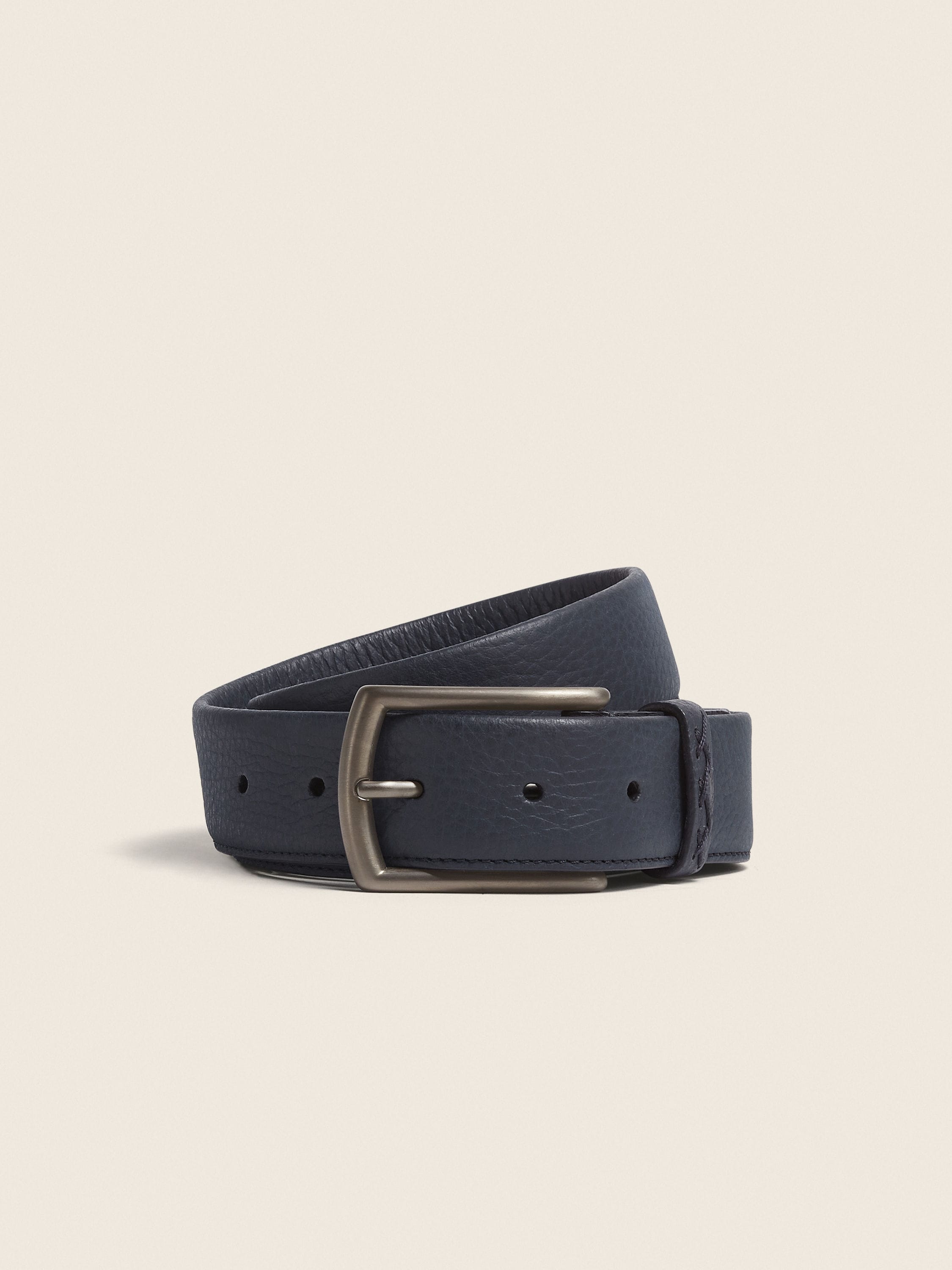 Zegna Navy Blue Leather Belt