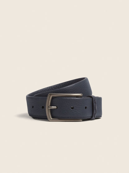 Zegna Navy Blue Leather Belt