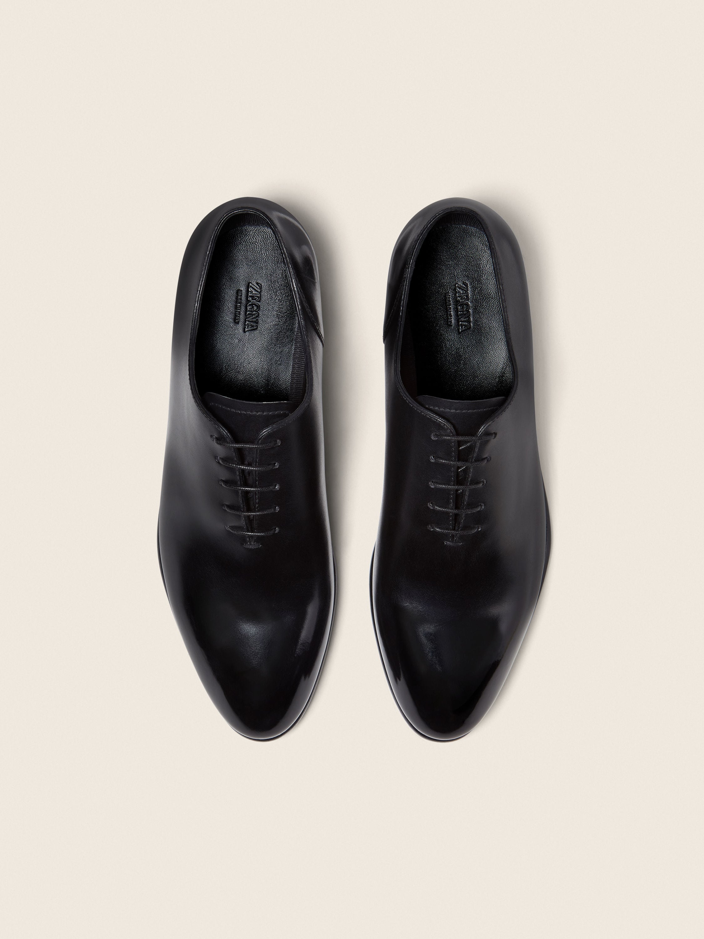 Zegna Black Leather Vienna Oxford Shoes