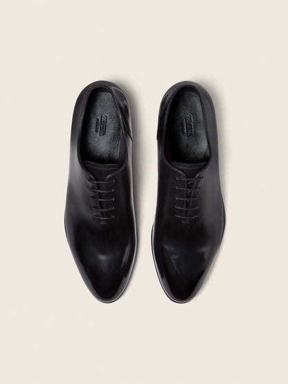 Zegna Black Leather Vienna Oxford Shoes