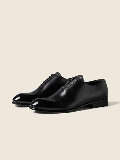 Zegna Black Leather Vienna Oxford Shoes