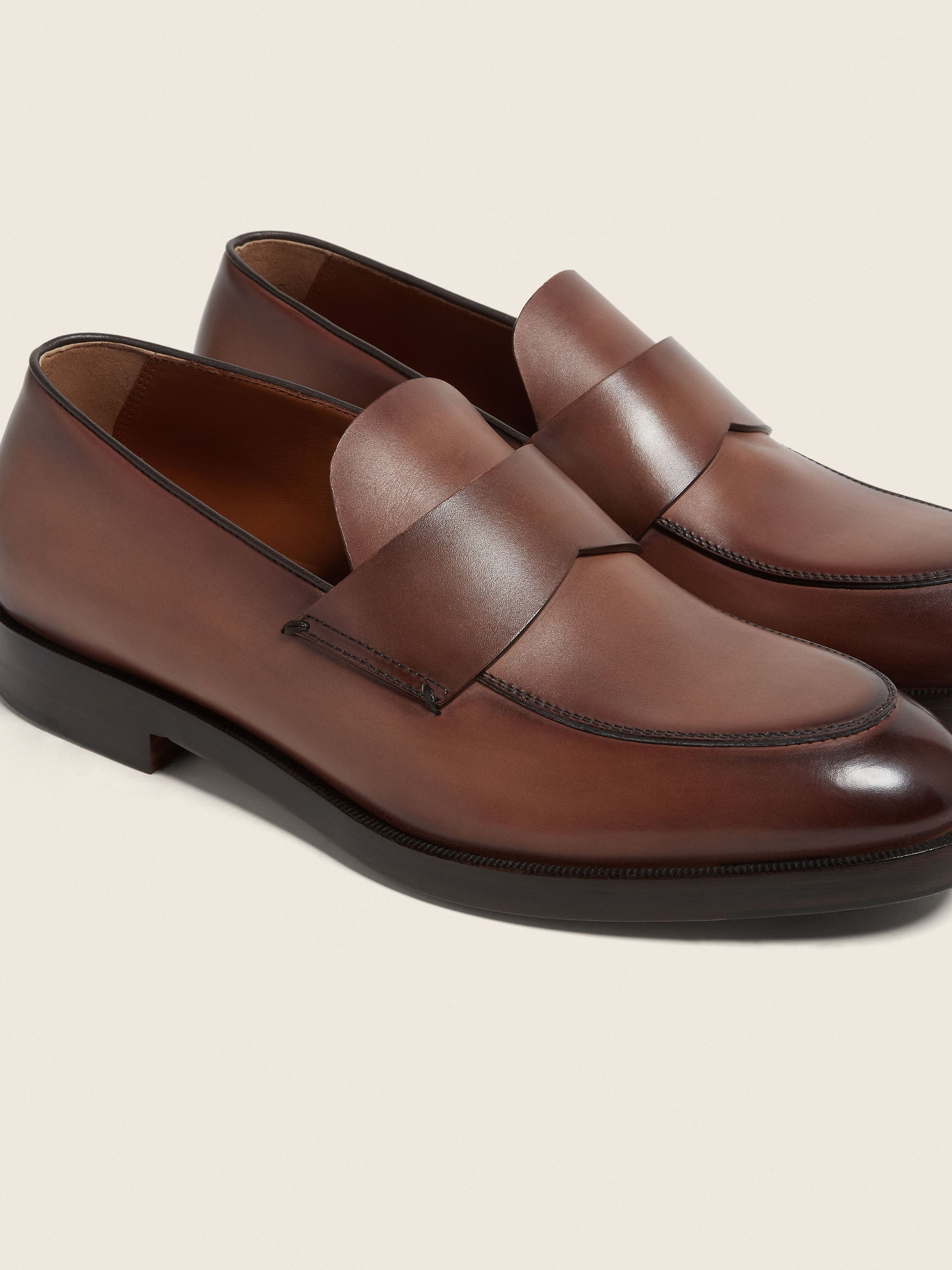 Zegna Light Brown Leather Loafers