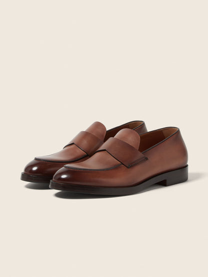 Zegna Light Brown Leather Loafers