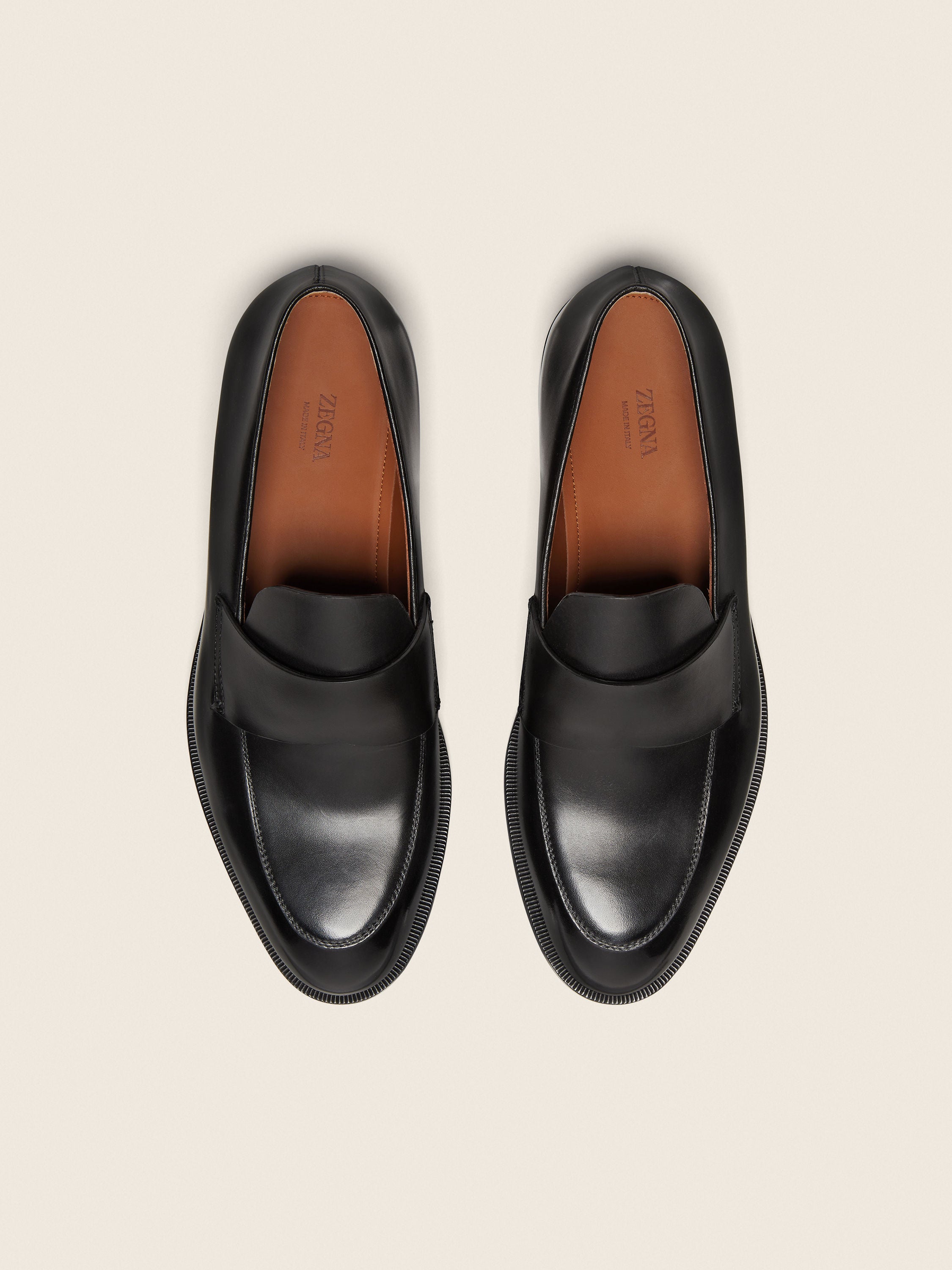 Zegna Black Leather Loafers