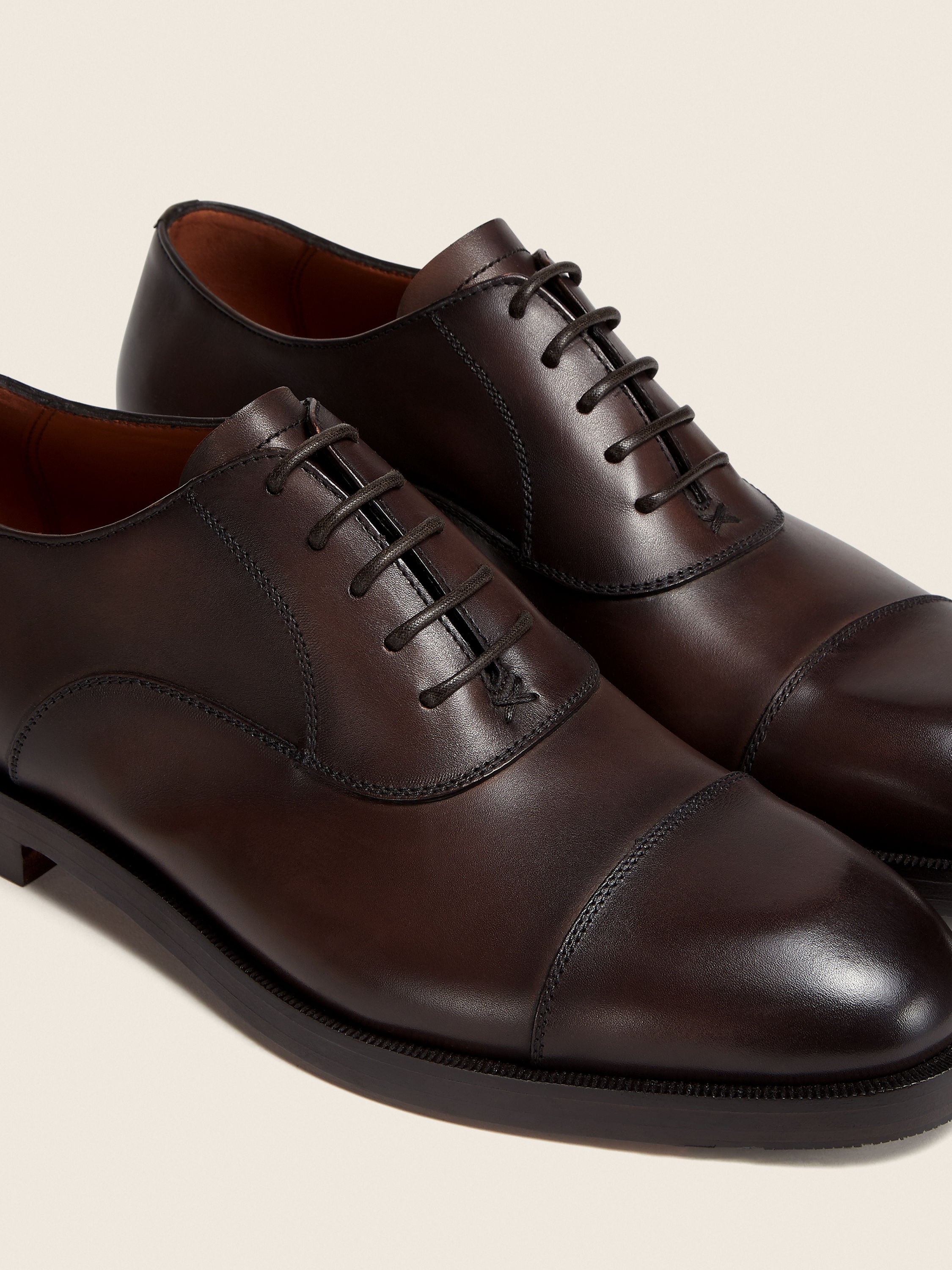 Zegna Brown Leather Oxford Shoes