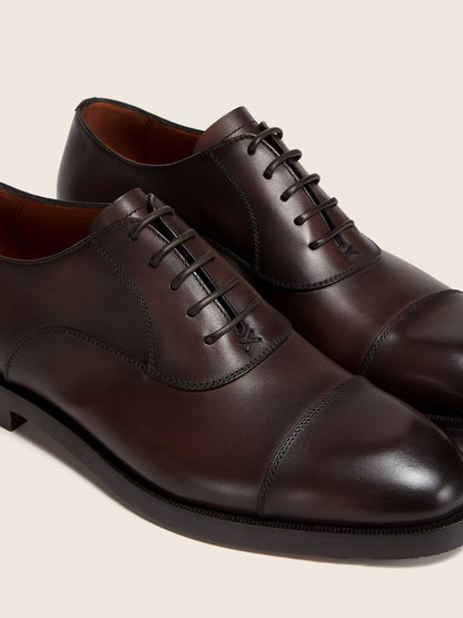Zegna Brown Leather Oxford Shoes