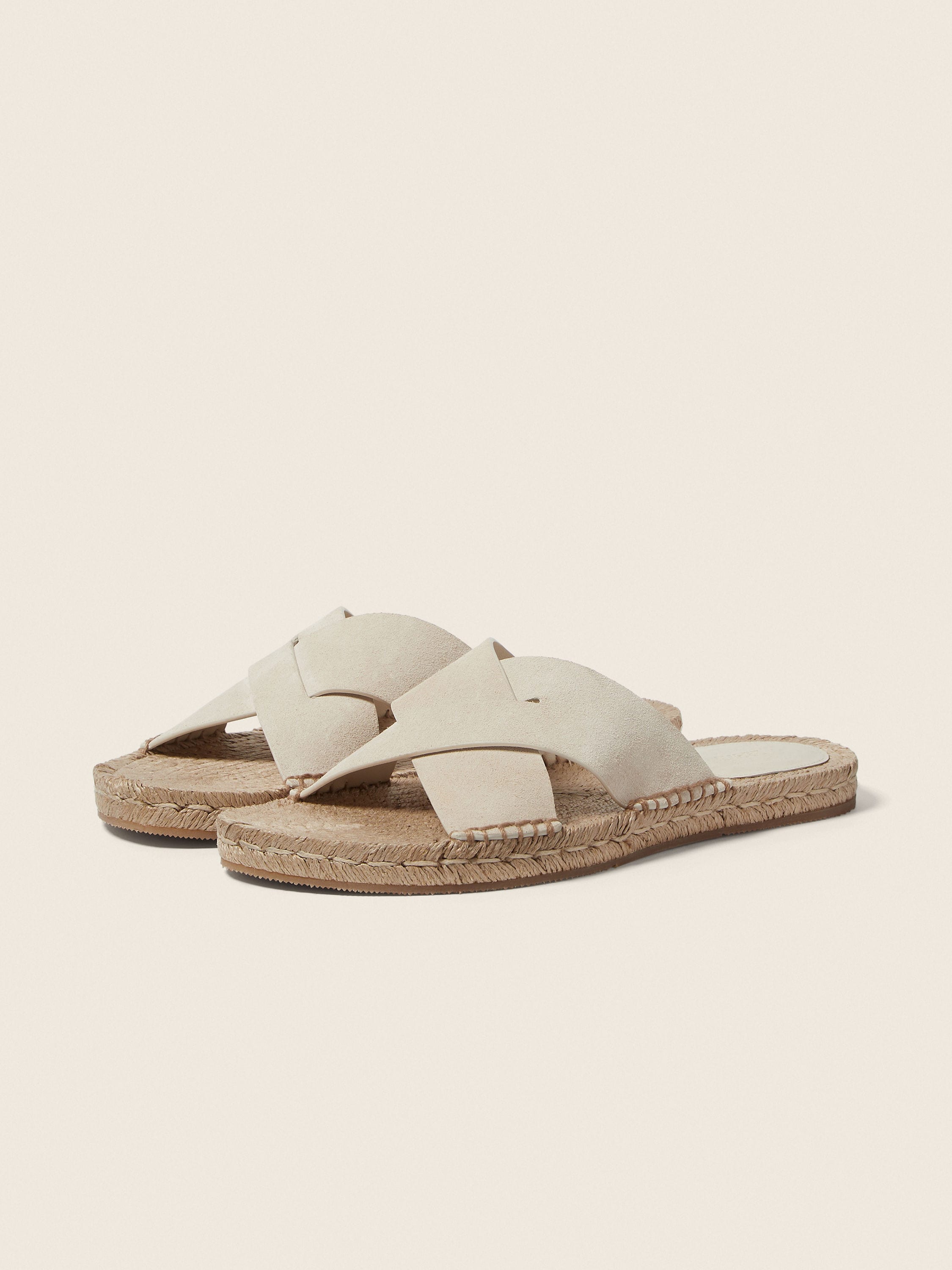 Zegna Off White Suede Espadrille Sandals