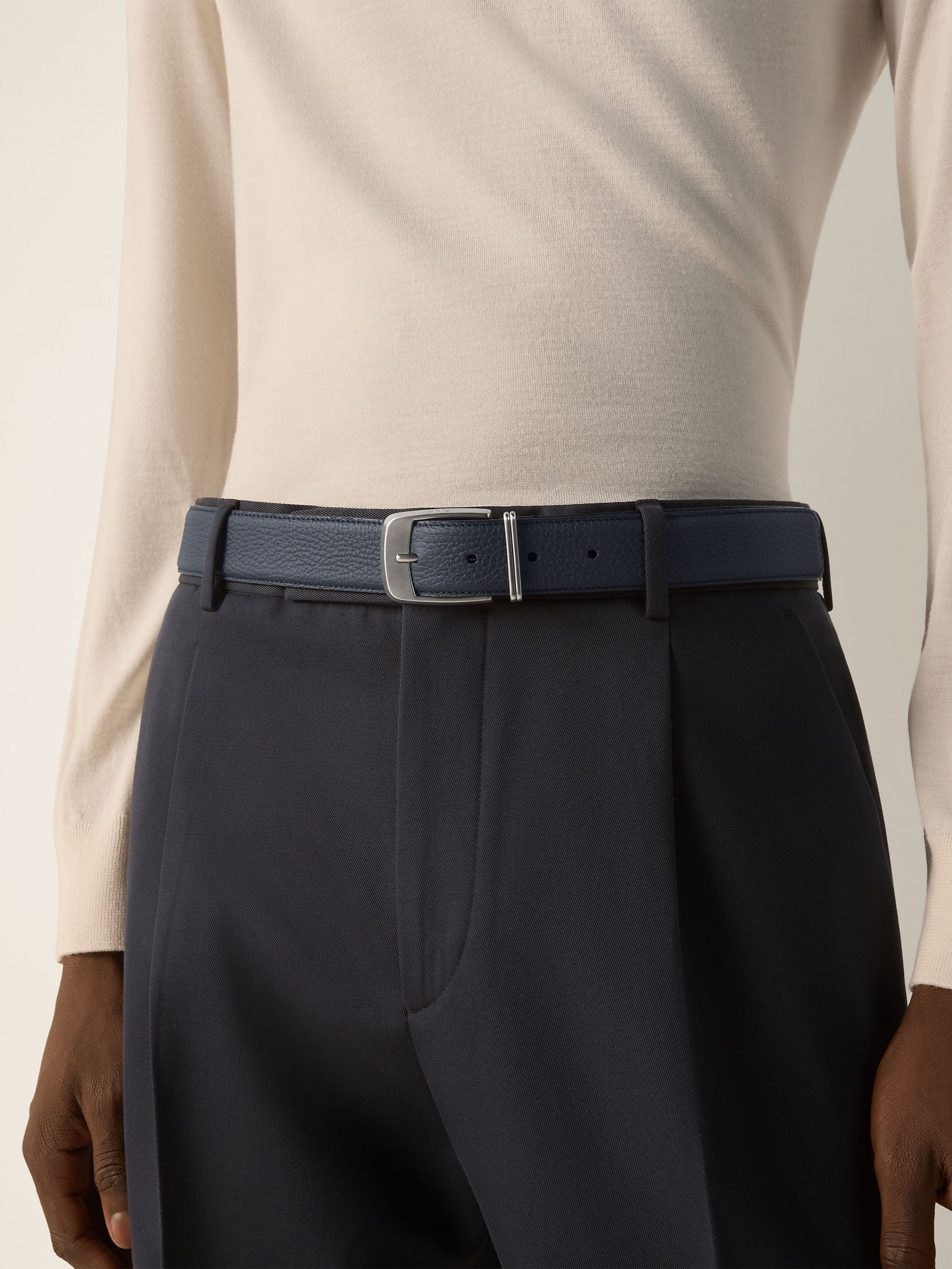 Zegna Dark Blue Leather Belt
