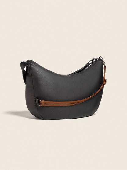 Zegna Black Deerskin Hobo Panorama Bag