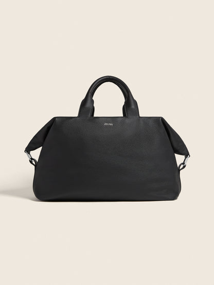 Zegna Black Deerskin Holdall Raglan