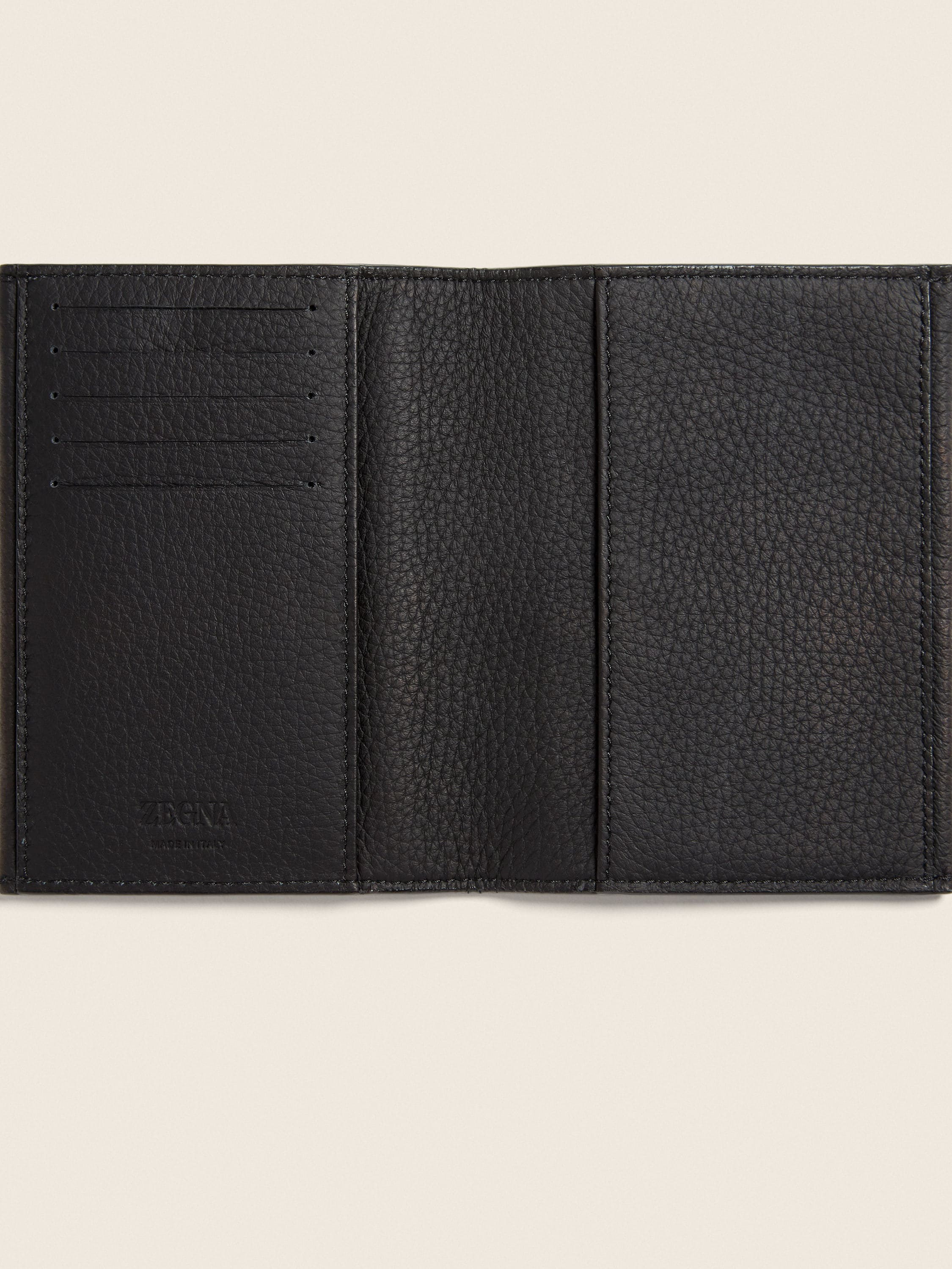 Zegna Black Deerskin Passport Case