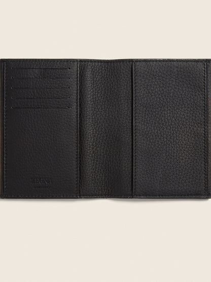 Zegna Black Deerskin Passport Case