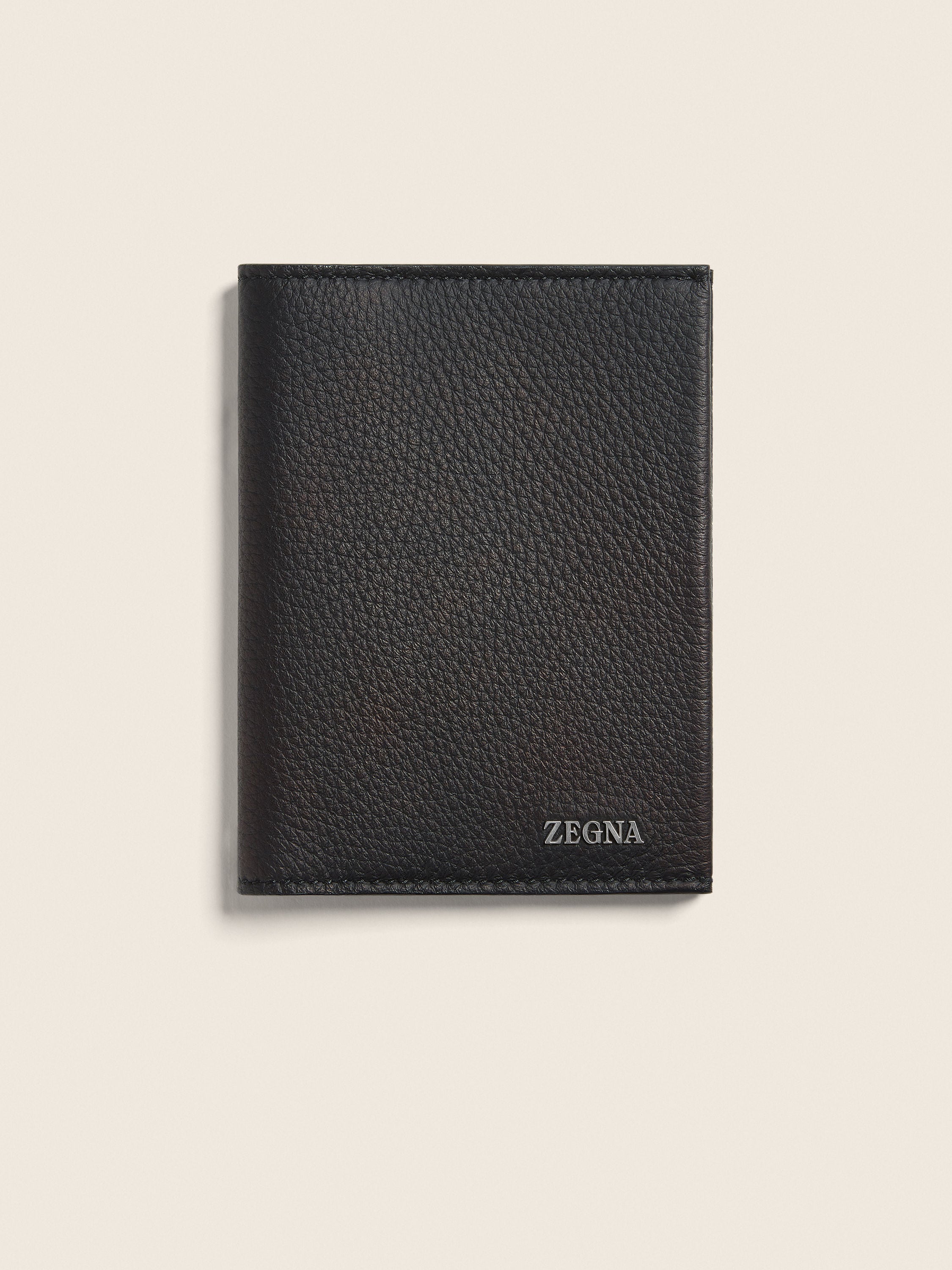 Zegna Black Deerskin Passport Case