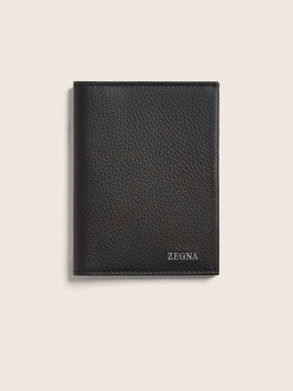 Zegna Black Deerskin Passport Case