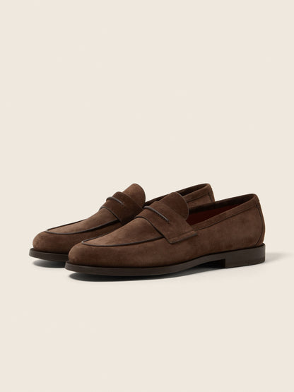 Zegna Dark Brown Suede Mocassin Corso Loafers