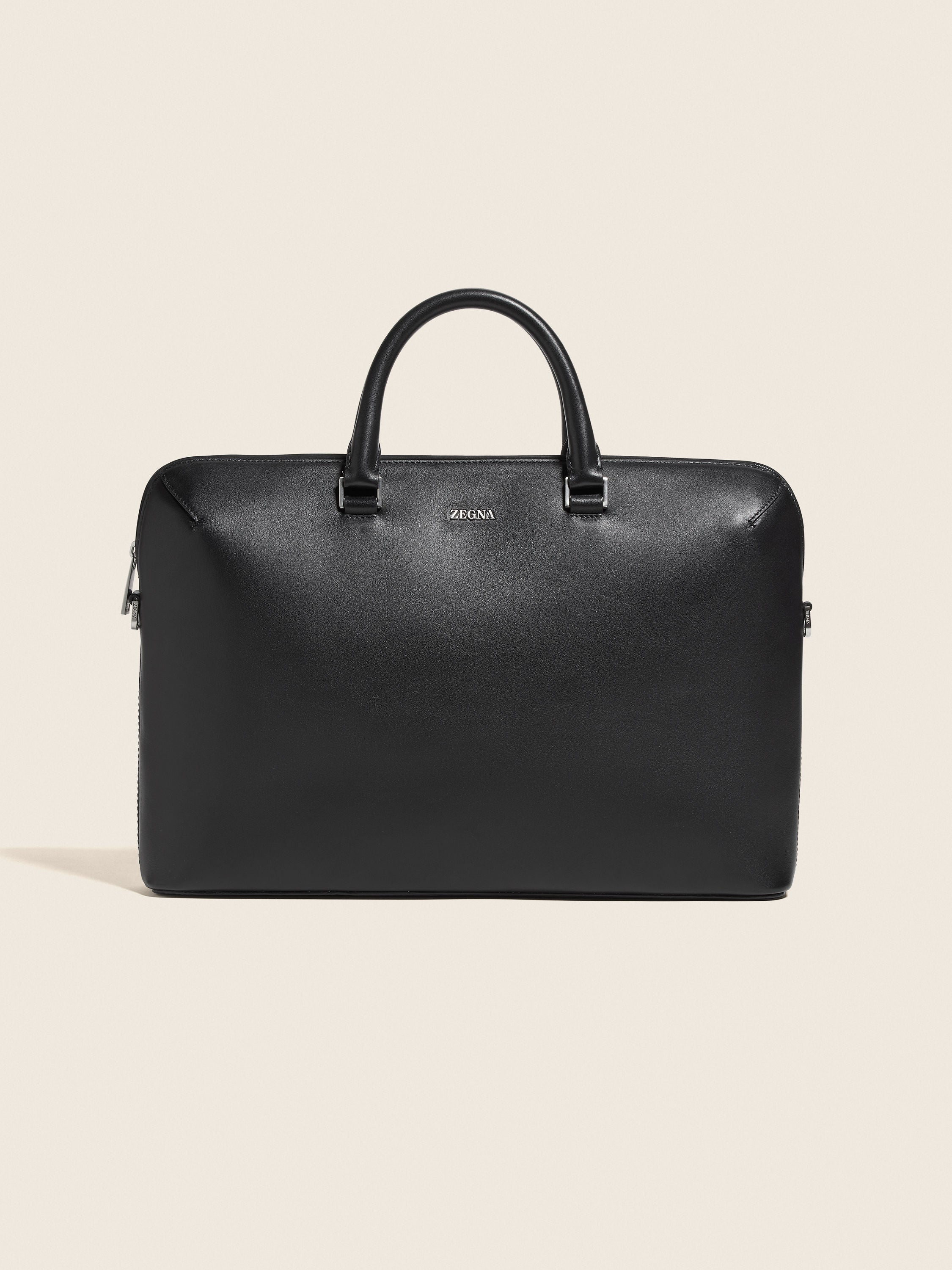 Zegna Black Leather Business Bag