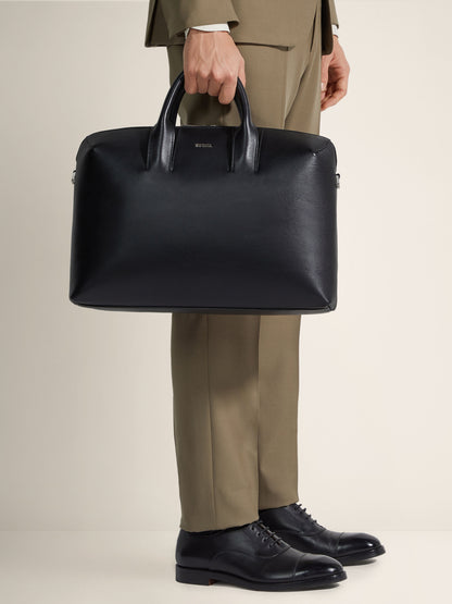 Zegna Black Leather Handbag