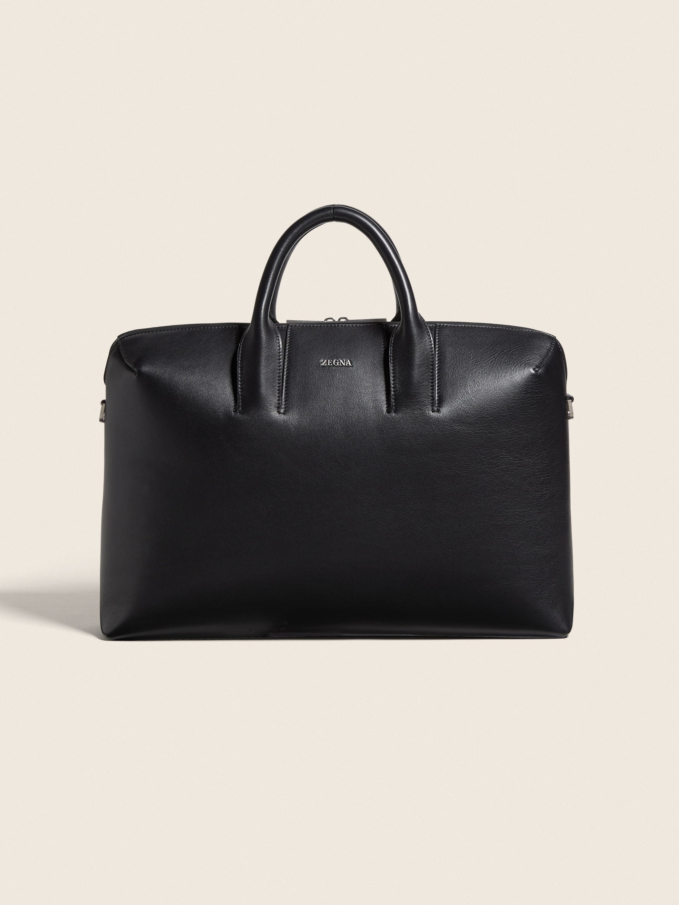 Zegna Black Leather Handbag