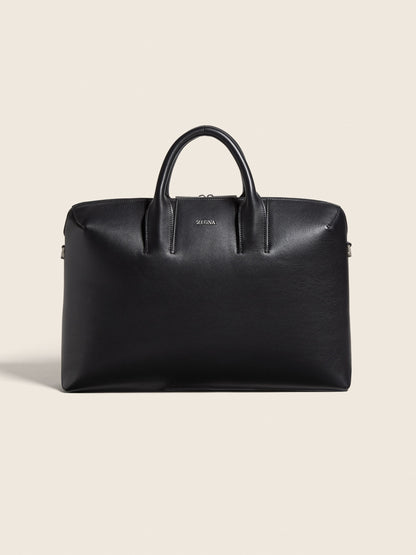 Zegna Black Leather Handbag