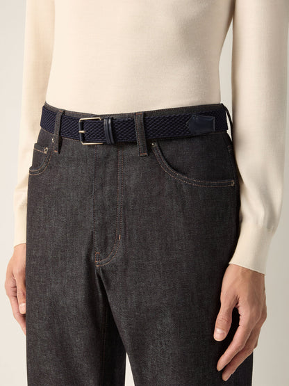 Zegna Navy Blue Rayon Belt