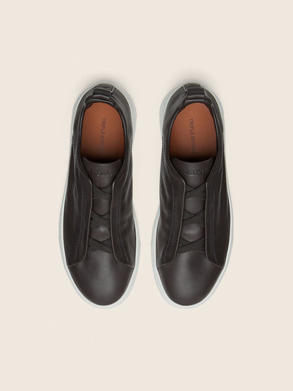 Zegna Brown Triple Stitch Secondskin Sneakers