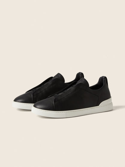 Zegna Black Triple Stitch Secondskin Sneakers