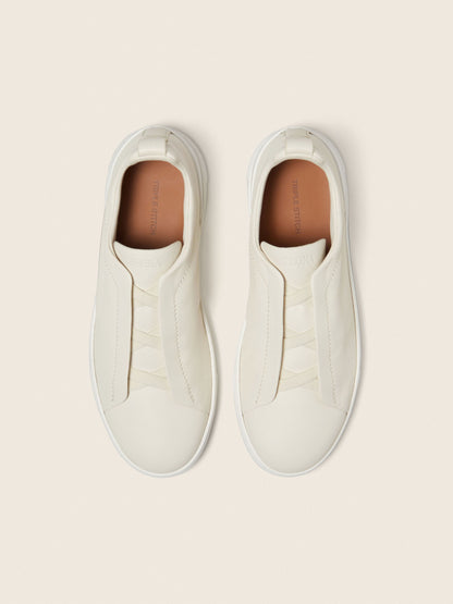Zegna White Triple Stitch Secondskin Sneakers