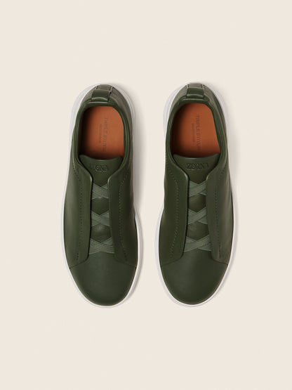 Zegna Pine Green Triple Stitch Secondskin Sneakers