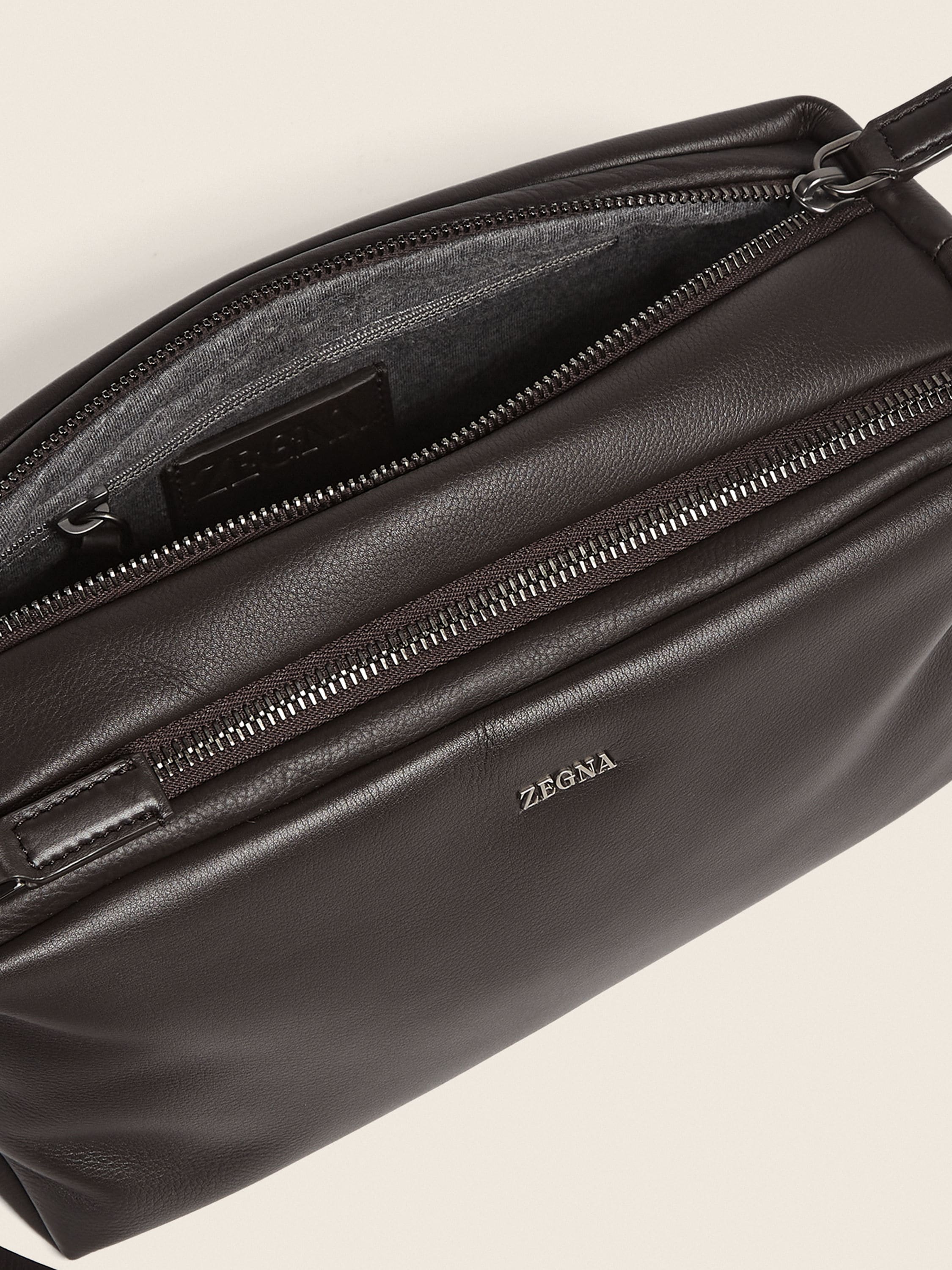 Zegna Dark Brown Secondskin Softy Pouch