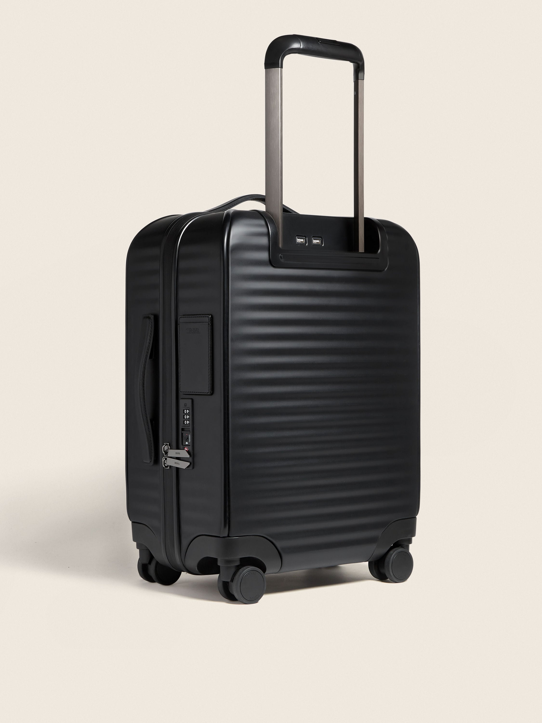 Zegna Black Polyurethane Leggerissimo Trolley